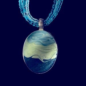 Elegant Blue and Green Beaded necklace & Pendant